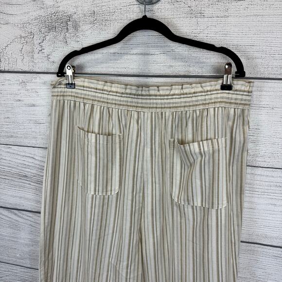 Kate & Sam Plus Size Tan Cream Striped Tie Waist Wide Leg Pants Size XXL - Picture 7 of 9